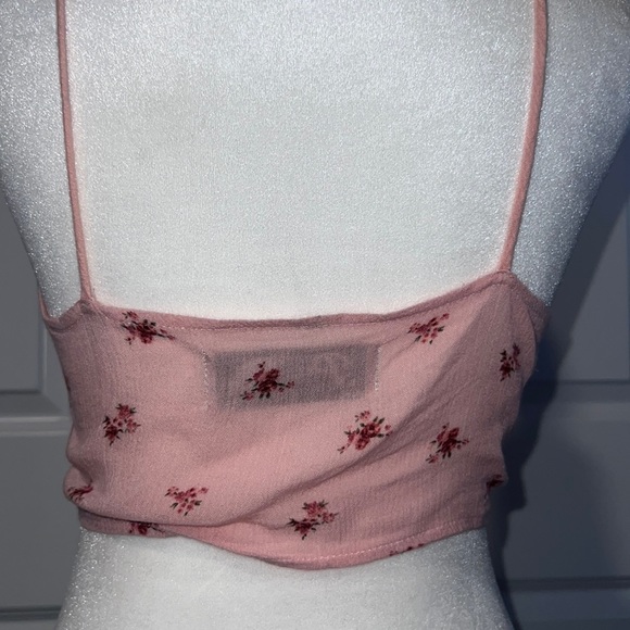 Pink Flower Tie Crop Top - Picture 2 of 4